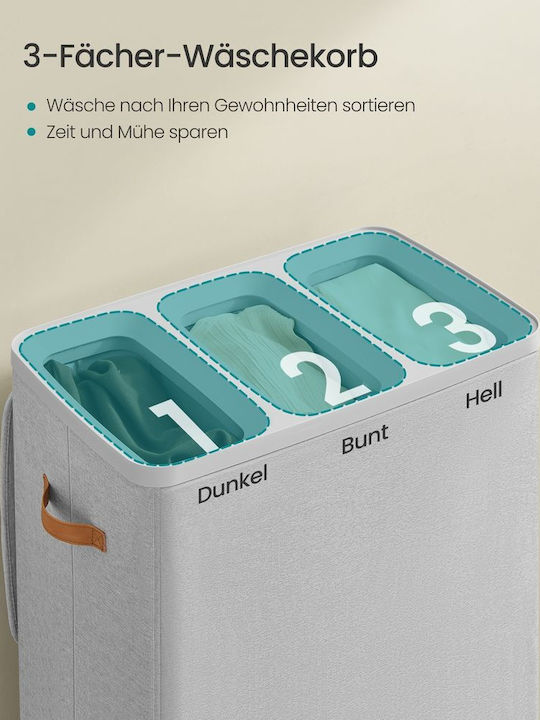 Songmics Laundry Basket Fabric 200l with Lid 64x40x75cm Gray