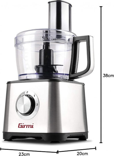 Girmi Food Processor 600W with 1.2L Bowl and Blender Jug Silver