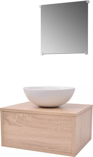 vidaXL Countertop with Sink & Mirror L40xW34xH20cm Oak