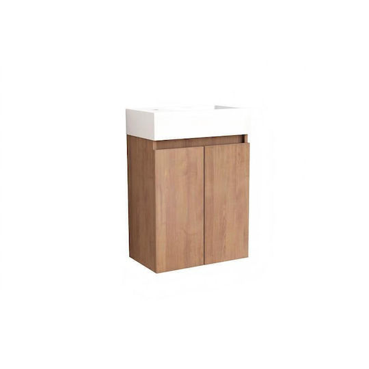 Inter Ceramic Compact Πάγκος με Νιπτήρα Μ42xΒ25xΥ60cm Καφέ