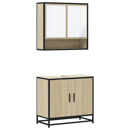 vidaXL Πάγκος με Νιπτήρα & Καθρέπτη Μ65xΒ60xΥ33cm Sonoma Δρυς