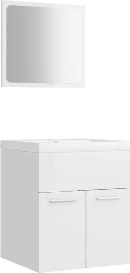 vidaXL Πάγκος με Νιπτήρα & Καθρέπτη Μ41xΒ38.5xΥ46cm Λευκός