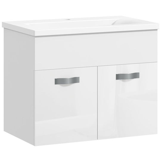 Kleankin Πάγκος με Νιπτήρα Μ61xΒ50xΥ40cm Λευκό Γυαλιστερό