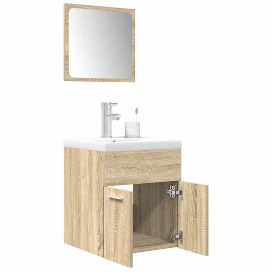 vidaXL Countertop with Sink & Mirror L42xW18xH39cm Sonoma Oak, Brown