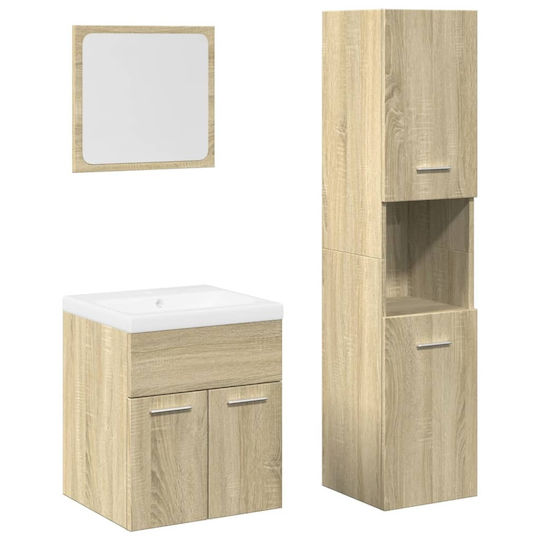 vidaXL Countertop with Sink, Mirror & Column L42xW18xH39cm Oaks