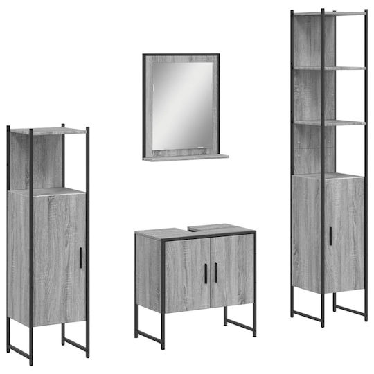 vidaXL Set of Furniture Countertop without Sink with Mirror L33xW33xH60cm Grey Sonoma