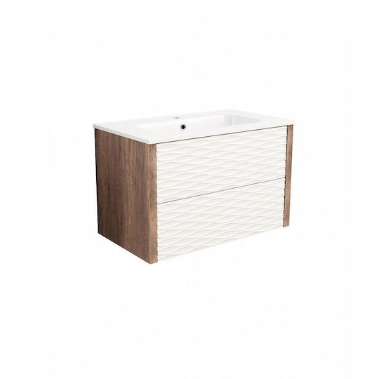 Inter Ceramic Πάγκος με Νιπτήρα Μ80xΒ50xΥ45.3cm Λευκός