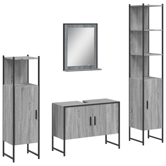 vidaXL Set of Furniture Countertop without Sink with Mirror L33xW33xH60cm Grey Sonoma