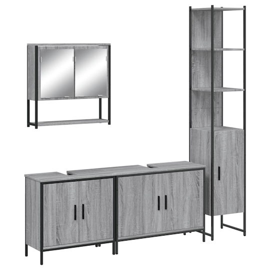 vidaXL Πάγκος με Νιπτήρα & Καθρέπτη Μ60xΒ16xΥ60cm Γκρι