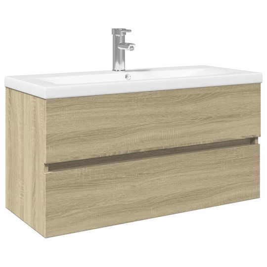 vidaXL Πάγκος με Νιπτήρα Μ90xΒ45xΥ38.5cm Καφέ