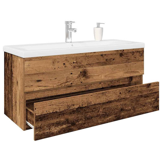 vidaXL Waschtisch mit Waschbecken L100xB38.5xH45cm Coffee