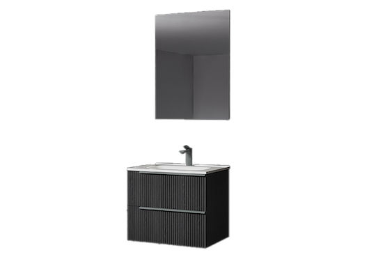 Savinidue Waschtisch mit Waschbecken & Spiegel Gray