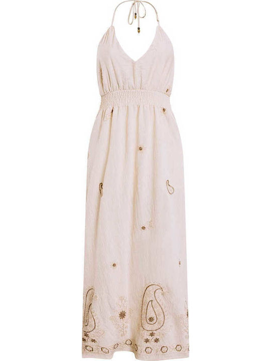 Celestino Damenkleid mit Bindung am Hals Beigetöne