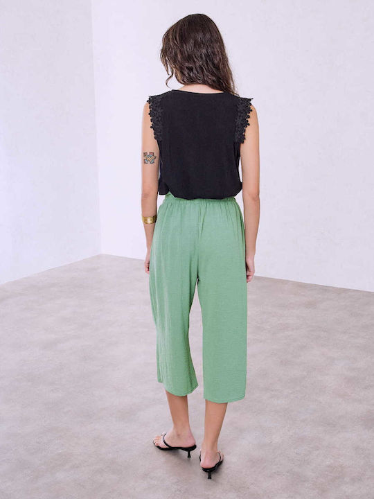 Celestino Γυναικεία Ψηλόμεση Ζιπ Κιλότ με Λάστιχο Loose Fit Celestino Γυναικεία Ψηλόμεση Ζιπ Κιλότ με Λάστιχο Loose Fit