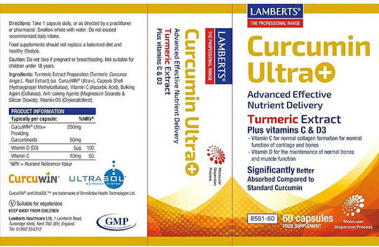 Lamberts Curcumin Ultra Plus+ 60 ταμπλέτες Κουρκουμάς