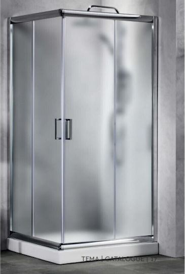 Tema Καμπίνα Ντουζιέρας με Συρόμενη Πόρτα 100x100x180cm Icy