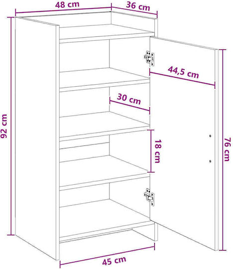Schuhschrank aus Holz Grau B48xT36xH92cm