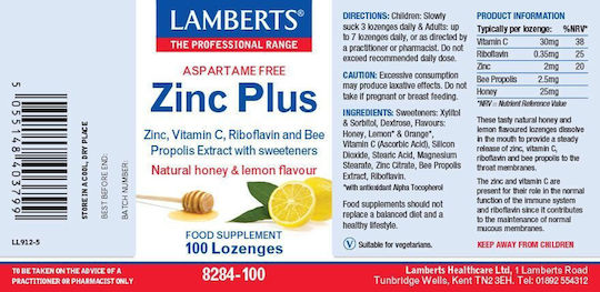 Lamberts Zink Plus Für Kinder mit Vitamin C 100 Kautabletten Honig Zitrone
