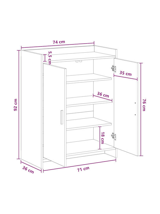 vidaXL Schuhorganisatoren aus Spanplatte 73.5x36x92cm