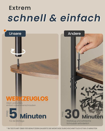 Eckiges Wandregal Vintage Braune 38.3x27x139cm