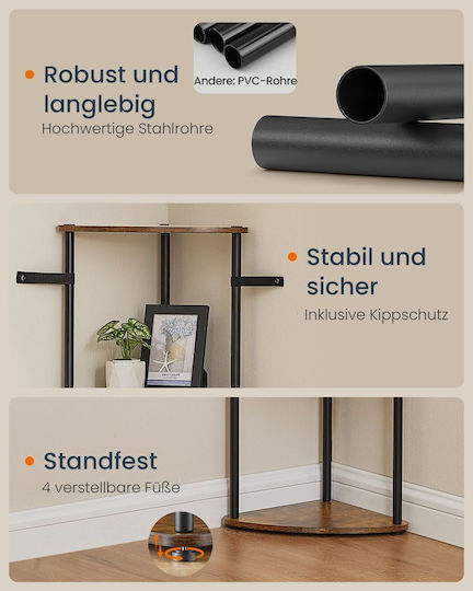 Eckiges Wandregal Vintage Braune 38.3x27x139cm