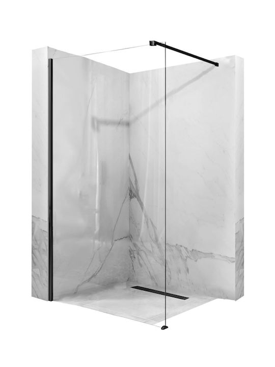 Rea Διαχωριστικό Ντουζιέρας 90x195cm Mat Black