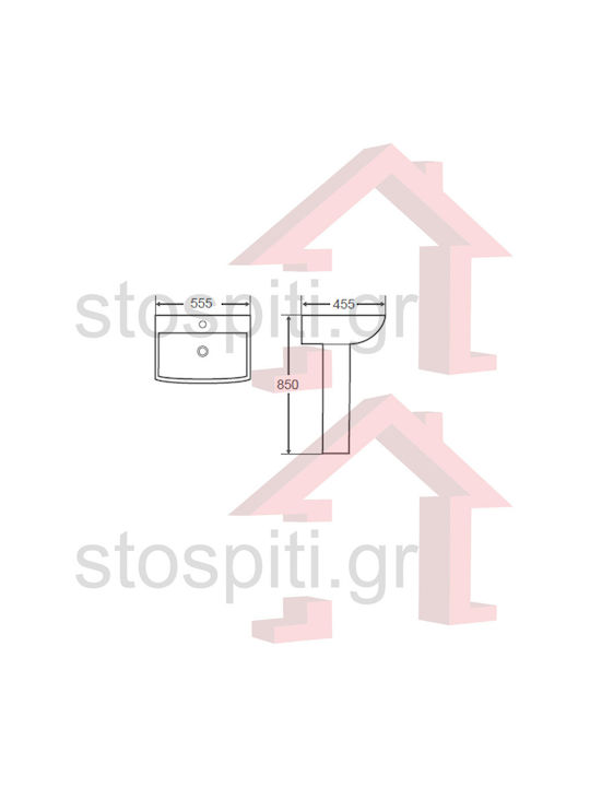 Karag Amfipolis Надеждна мивка Порцелан 56x45x83см Бял