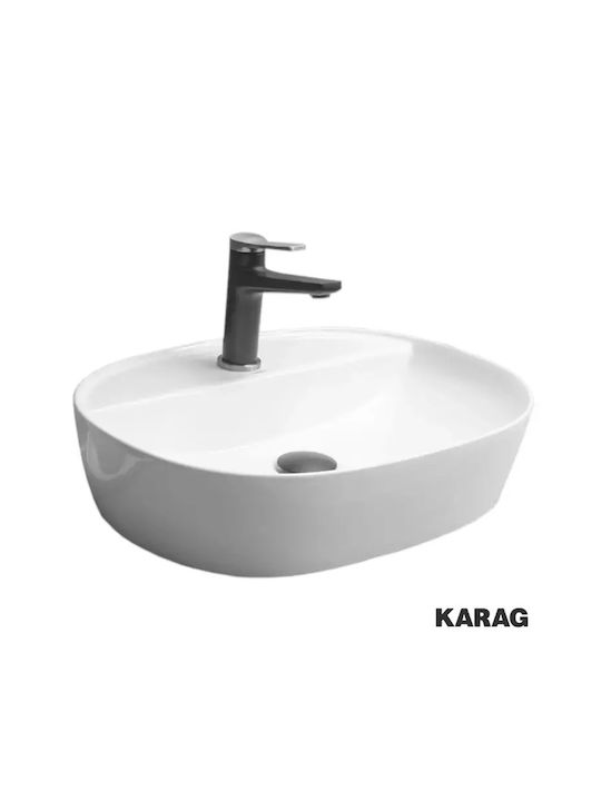 Karag Επικαθήμενος Νιπτήρας Πορσελάνης 50.5x38.5x12cm Λευκός