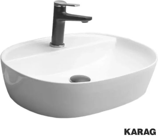 Karag Επικαθήμενος Νιπτήρας Πορσελάνης 50.5x38.5x12cm Λευκός Karag Επικαθήμενος Νιπτήρας Πορσελάνης 50.5x38.5x12cm Λευκός