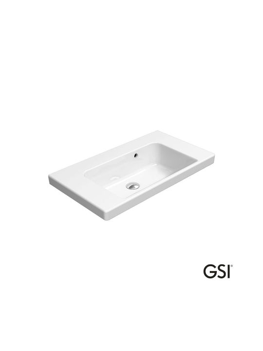 GSI Norm Montat pe perete Încorporat / Deasupra Blatului Chiuvetă Porțelan 70x40cm Alb