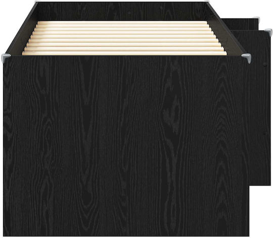 Pat Pentru Copii Single Loft Bed Cu Spațiu De Stocare Negru