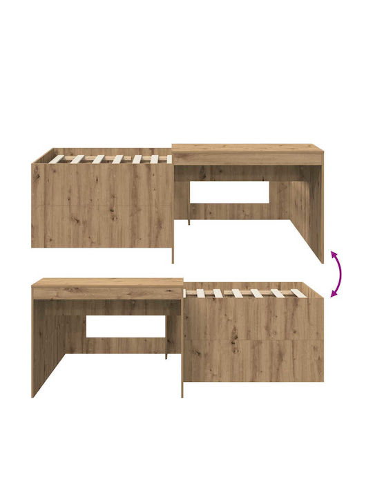 Kinderbett Hochbett Einzel mit Schreibtisch Braun