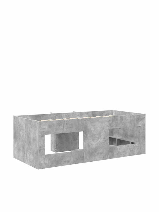 Pat Pentru Copii Single Loft Bed Cu Spațiu De Stocare Gri