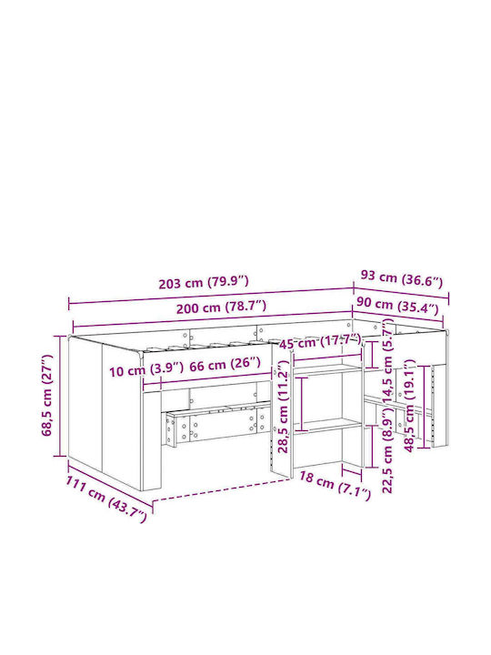 Pat Pentru Copii Single Loft Bed Cu Spațiu De Stocare Gri