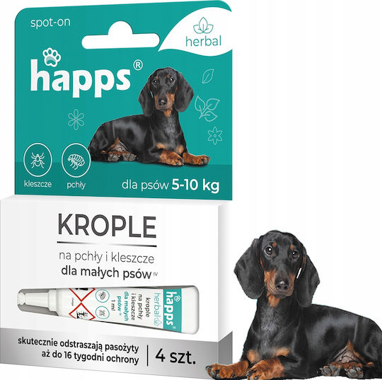 Happs Herbal Drops Fleas Ticks Small Dogs Up To 10kg 4pcs
