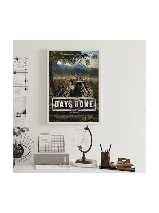 Gaming Poster Days Gone Disc Cover Gm2345 40cm X 50cm Black Wooden Frame