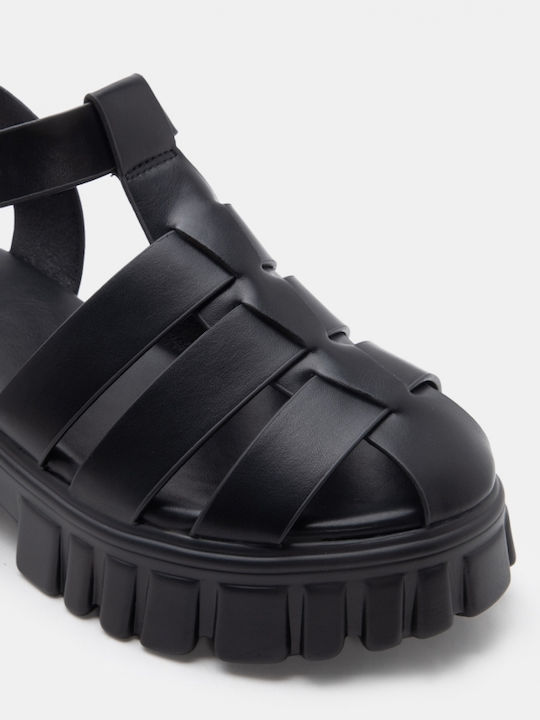 Sandale Casual Damă Flatforme Negre