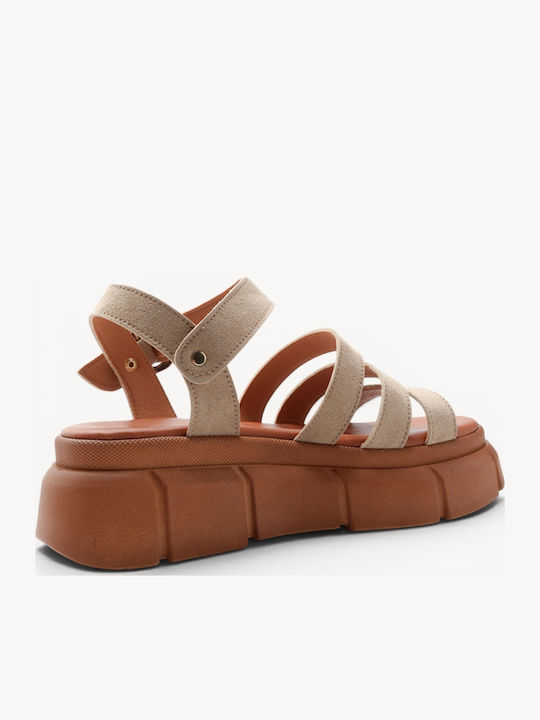 Бежови Кожени Multi Strap Chunky Flatforms