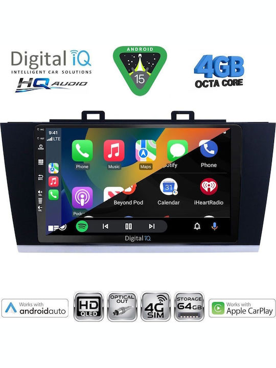 Digital IQ Car Audio System for Subaru Legacy / Outback 2014-2019 (Bluetooth/USB/WiFi/GPS/Apple CarPlay/Android Auto) with 9" Touch Screen