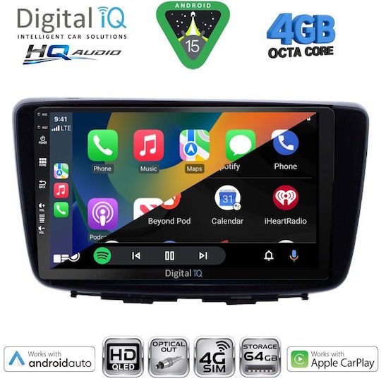 Digital IQ Car Audio System for Suzuki Baleno 2016-2022 Bluetooth USB WiFi GPS Apple CarPlay Android Auto with 9" Touch Screen