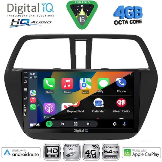 Digital IQ Car Audio System for Suzuki SX4 S-Cross 2014-2021 Bluetooth USB WiFi GPS Apple CarPlay Android Auto with 9" Touch Screen