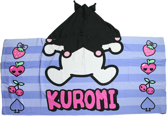 Παιδική Πετσέτα Κάπα Θαλάσσης Κουκούλα Kuromi "pastel Stripes" 70x140cm – 100% Microfiber Ez18213 Λιλά 70x140εκ