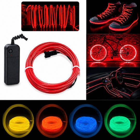 Kit El Wire 5 Metri Invertor Portabil cu Baterie pentru Petreceri Gaming Tuning Auto