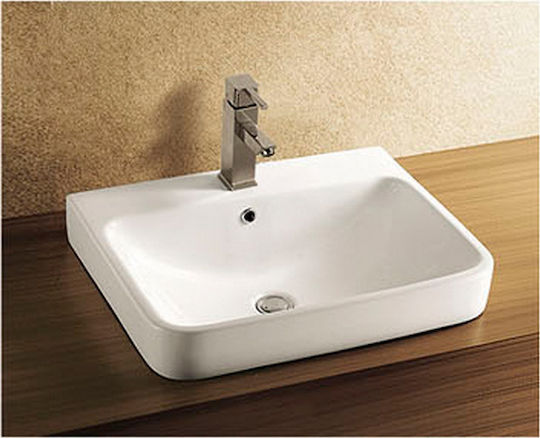 Karag Επικαθήμενος Νιπτήρας Πορσελάνης 61x46x19cm Λευκός Karag Επικαθήμενος Νιπτήρας Πορσελάνης 61x46x19cm Λευκός