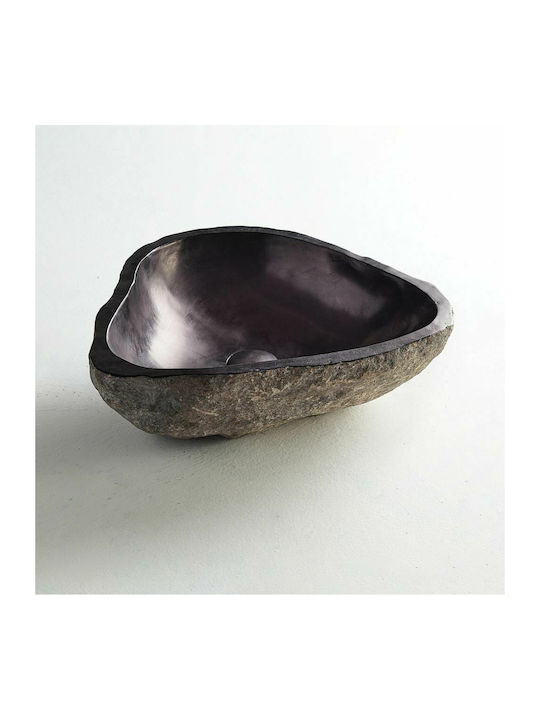 Fossil Vero Riverstone Επικαθήμενος Νιπτήρας Πέτρινος 40x50x15cm Μαύρος