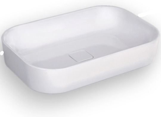 Bianco Ceramica Centro Επικαθήμενος Νιπτήρας Πορσελάνης 60x40x12.5cm Bianco Ceramica Centro Επικαθήμενος Νιπτήρας Πορσελάνης 60x40x12.5cm