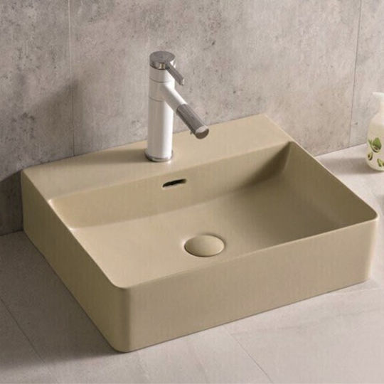 Inter Ceramic Επικαθήμενος Νιπτήρας Πορσελάνης 50x42x13cm Beige Matt