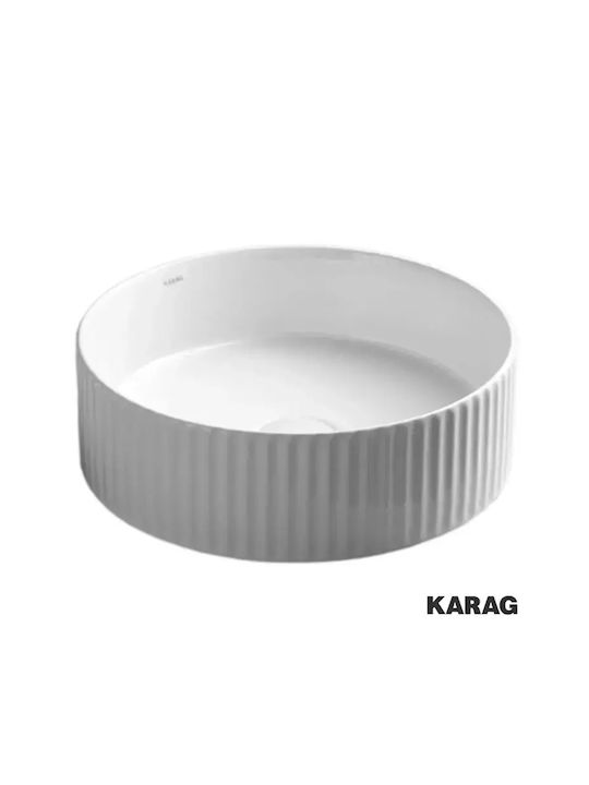 Karag Aufgesetztes Waschbecken Porzellan 36x36x12.5cm Weiß
