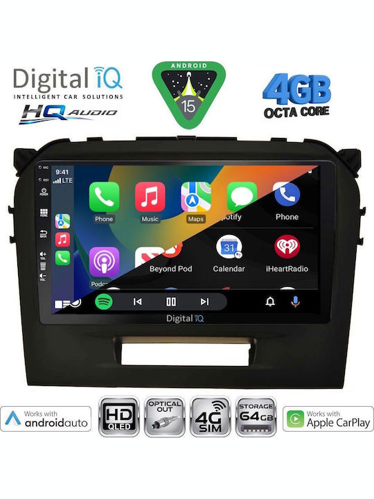Digital IQ Car Audio System for Suzuki Vitara 2016-2022 (Bluetooth/USB/WiFi/GPS/Apple CarPlay/Android Auto) with 9" Touch Screen