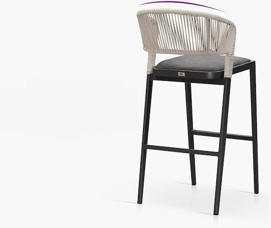 Outdoor Bar Stools Made of Aluminum with Gray Cushion 2 Pieces